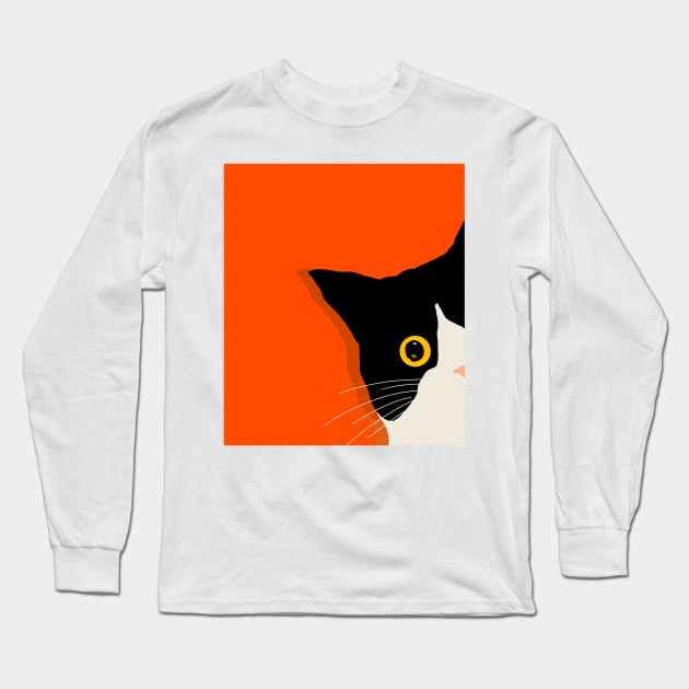 Cat spying you Long Sleeve T-Shirt by thecolddots